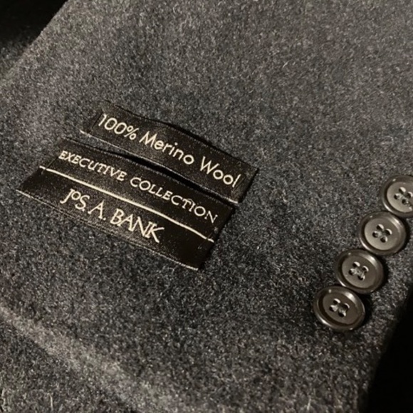 Jos A Bank Dark Grey Merino Wool Mans Executive Over Top Coat Dress 40reg - Picture 2 of 12